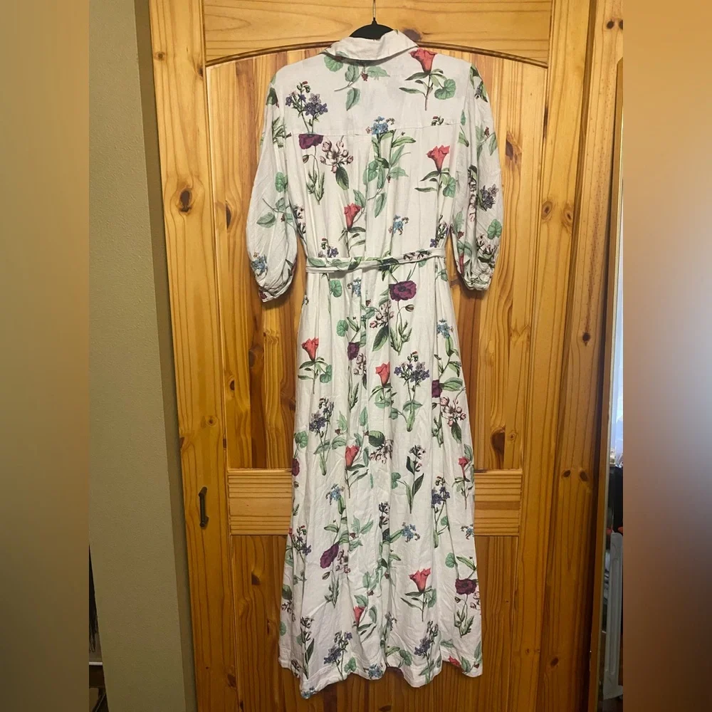Maeve Floral Linen Maxi Dress with Tie Waist - Picture 5 of 6